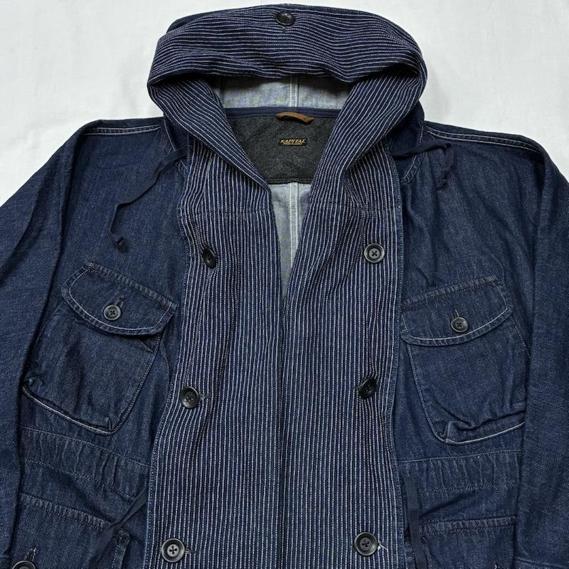 キャピタル KAPITAL ジャケット、上着 ジャンパー、ブルゾン 10oz デニム リング コート EK-1475LJA インディゴ ストライプ 2 メンズ USED 古着 中古 50169305