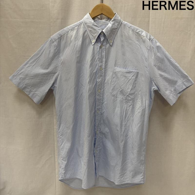 エルメス HERMES シャツ、ブラウス 半袖 コットン ボタンダウン 半袖 シャツ 40 水色 / ライトブルー / メンズ USED 古着 中古 50169309