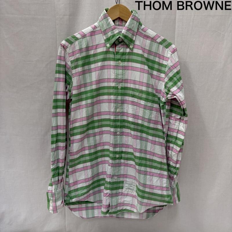 トムブラウン THOM BROWNE シャツ、ブラウス 長袖 mwl010AW6209-13-2 クラシック ボタンダウン 長袖シャツ 1 白 / ホワイト / white X 桃 / ピンク / pink X 緑 / グリーン / green メンズ USED 古着 中古 50169310