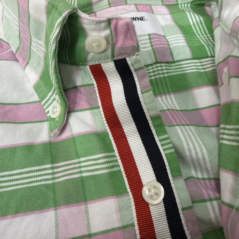 トムブラウン THOM BROWNE シャツ、ブラウス 長袖 mwl010AW6209-13-2 クラシック ボタンダウン 長袖シャツ 1 白 / ホワイト / white X 桃 / ピンク / pink X 緑 / グリーン / green メンズ USED 古着 中古 50169310