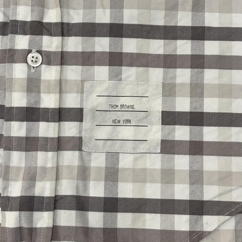 トムブラウン THOM BROWNE シャツ、ブラウス 半袖 MWS002 クラシック ボタンダウン 半袖シャツ 1 白 / ホワイト / white X 灰 / グレー / gray メンズ USED 古着 中古 50169311