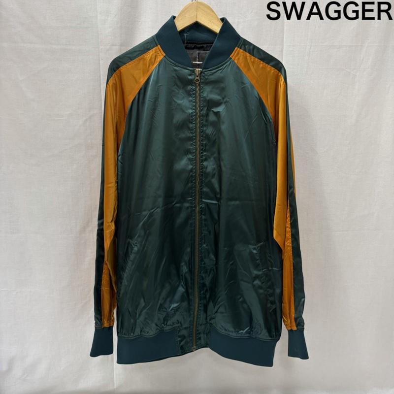 スワッガー SWAGGER ジャケット、上着 ジャンパー、ブルゾン サテン ジャケット スタジャン スカジャン XL 緑 / グリーン / green X 金 / ゴールド / gold color メンズ USED 古着 中古 50169312
