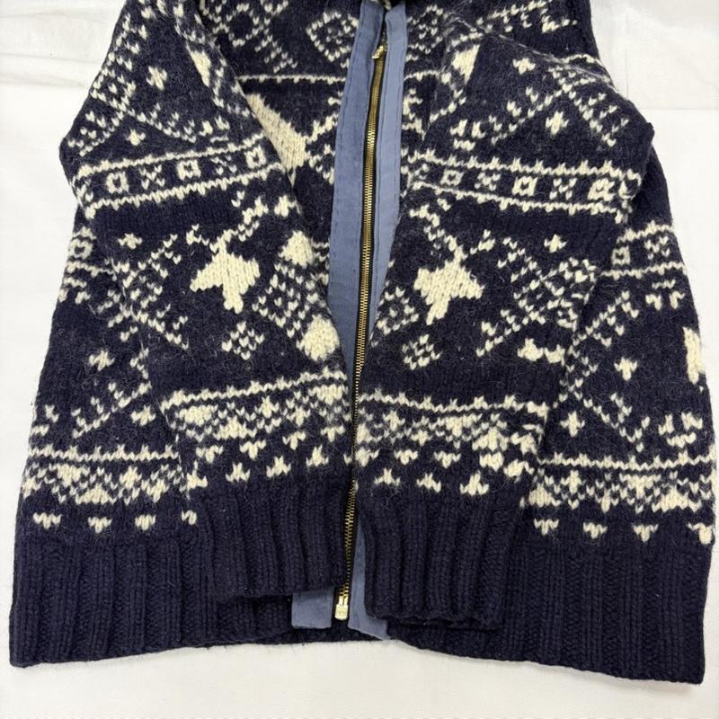 ポロラルフローレン POLO RALPH LAUREN ニット、セーター 長袖 リメイク ジップアップ カウチン ニット セーター L 紺 / ネイビー / navy メンズ USED 古着 中古 50169314
