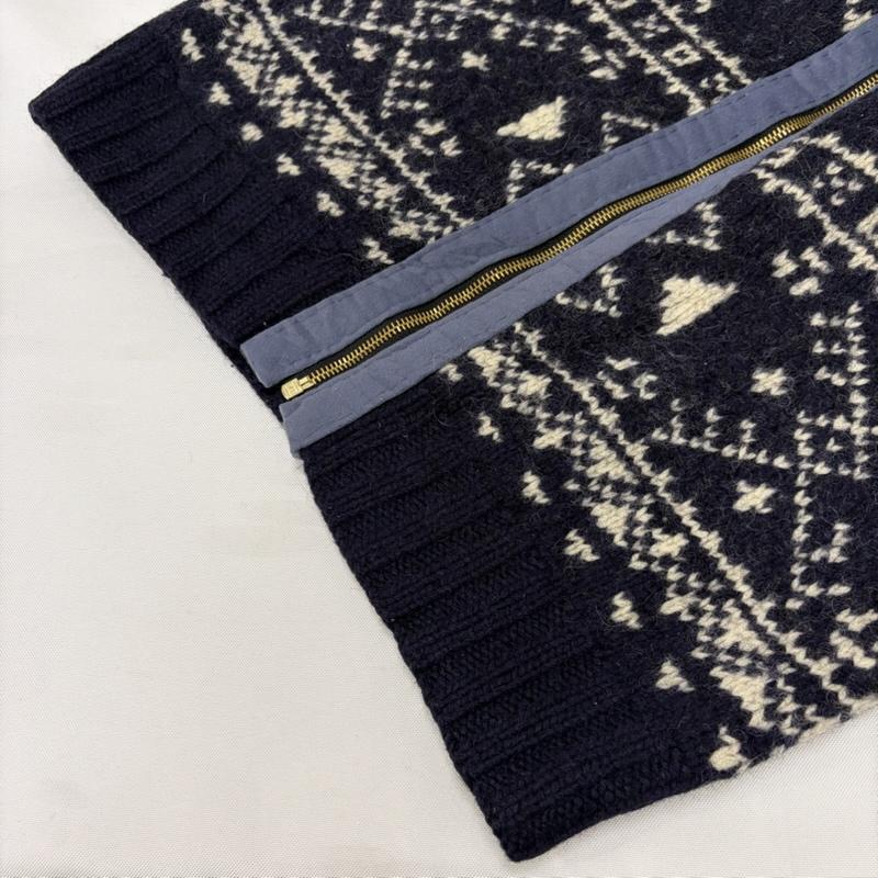 ポロラルフローレン POLO RALPH LAUREN ニット、セーター 長袖 リメイク ジップアップ カウチン ニット セーター L 紺 / ネイビー / navy メンズ USED 古着 中古 50169314
