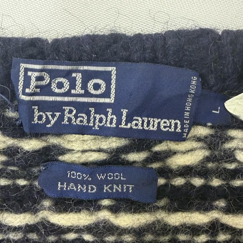 ポロラルフローレン POLO RALPH LAUREN ニット、セーター 長袖 リメイク ジップアップ カウチン ニット セーター L 紺 / ネイビー / navy メンズ USED 古着 中古 50169314