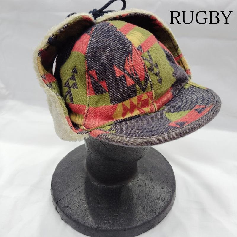 ラグビーラルフローレン RUGBYRALPHLAUREN 帽子 キャップ ネイティブ柄 イヤーフラップ ウール キャップ S/M - メンズ USED 古着 中古 50169317