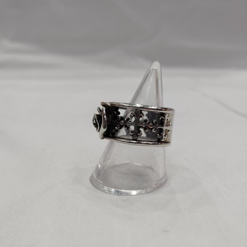 古着 USED アクセサリー 指輪 ローズ 薔薇 クロス シルバー リング 指輪 12号 - メンズ USED 古着 中古 50169318