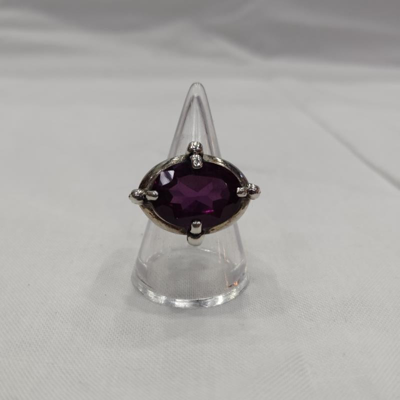 古着 USED アクセサリー 指輪 Le Tabou Skull Bridge Ring アレキサンドライト スカル シルバー リング 13号 - 紫 / パープル / purple X 銀 / シルバー / silver color メンズ USED 古着 中古 50169319