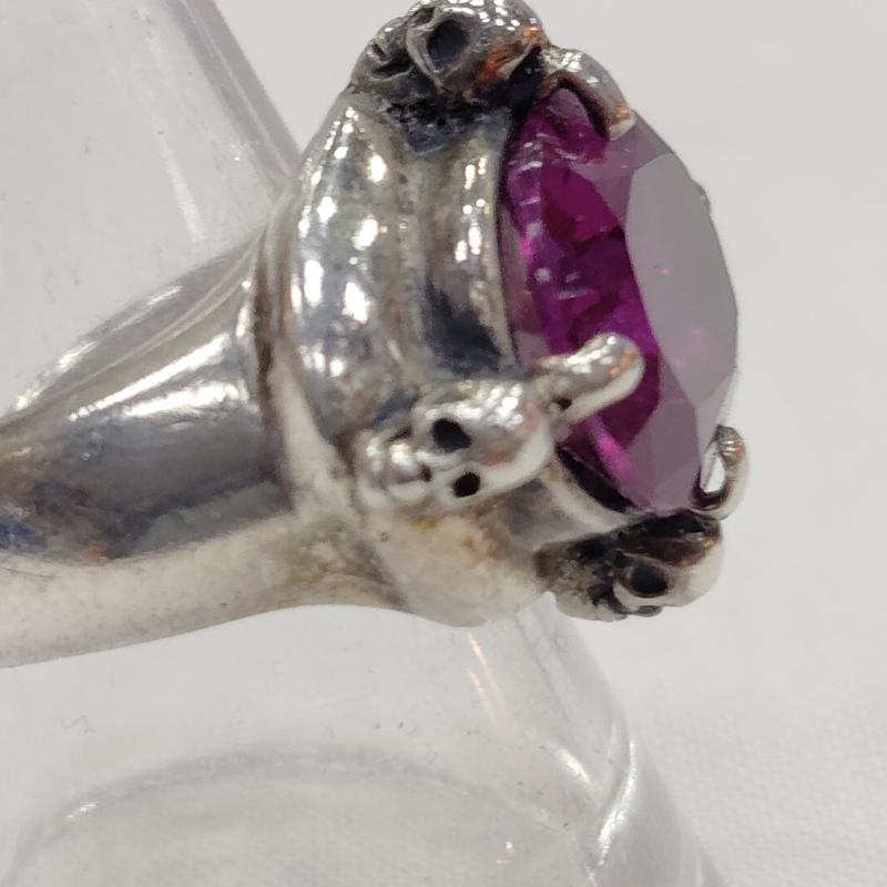 古着 USED アクセサリー 指輪 Le Tabou Skull Bridge Ring アレキサンドライト スカル シルバー リング 13号 - 紫 / パープル / purple X 銀 / シルバー / silver color メンズ USED 古着 中古 50169319