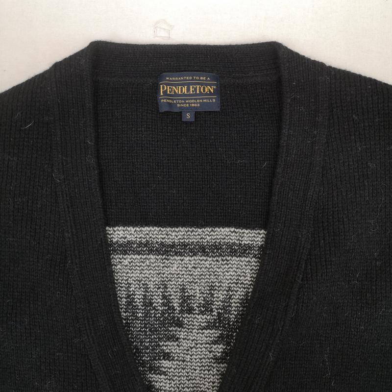 ペンドルトン PENDLETON カーディガン 長袖 厚手 ジャガード ニット カーディガン 9575-8216 S 黒 / ブラック / black X 灰 / グレー / gray メンズ USED 古着 中古 50169331