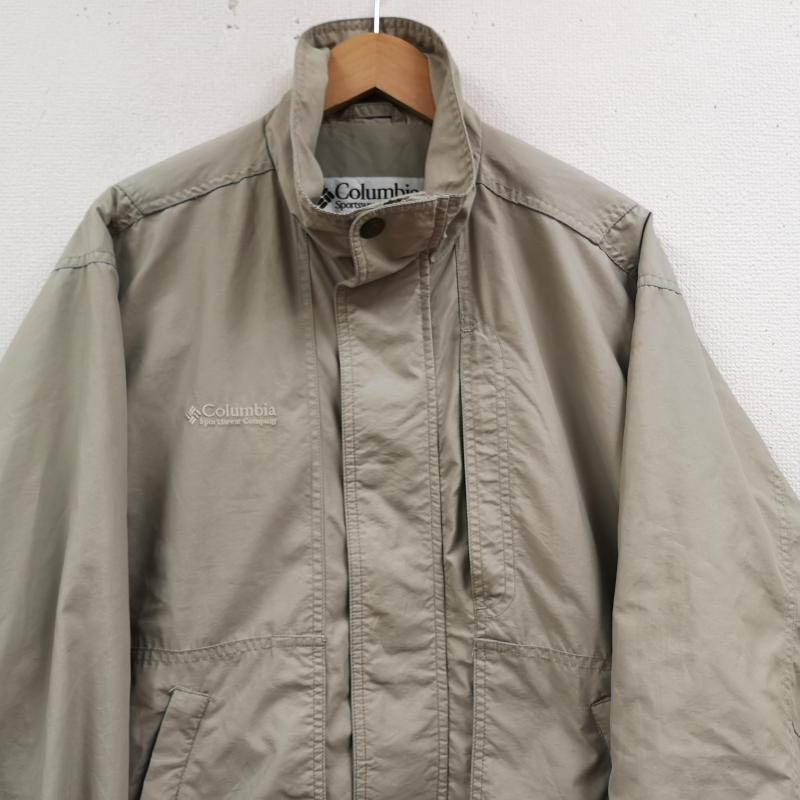 コロンビア Columbia ジャケット、上着 ジャンパー、ブルゾン 90-00 s ロゴ 刺繡 ワンポイント ナイロン シェル ジャケット M ベージュ / ベージュ / beige メンズ USED 古着 中古 50169339