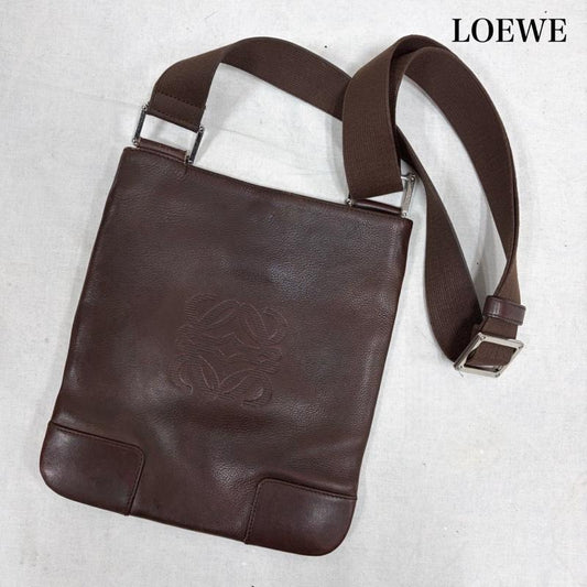 ロエベ LOEWE ショルダーバッグ ショルダーバッグ アナグラムロゴ レザー ショルダー バッグ サコッシュ フェード ヴィンテージ - ロゴ、文字 茶 / ブラウン / brown レディース USED 古着 中古 50169341