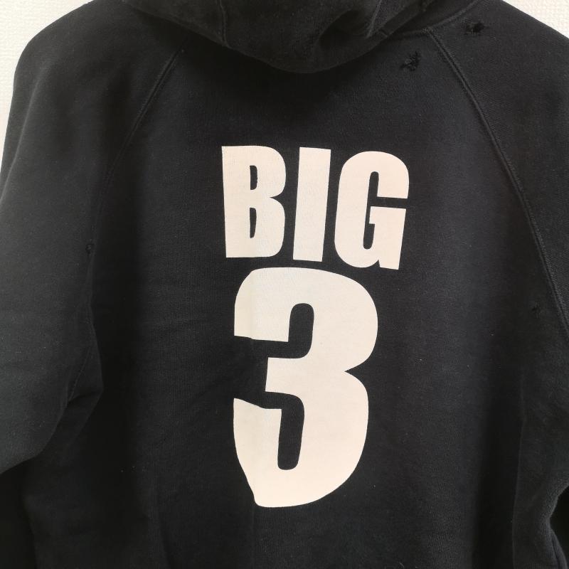 ティーエムティー TMT パーカー 長袖 日本製 TMT YOURS BIG3 ダメージ クラッシュ 加工 プルオーバー スウェット パーカー M 黒 / ブラック / black メンズ USED 古着 中古 50169344