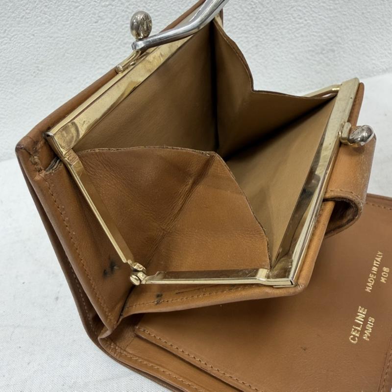 セリーヌ CELINE 財布 コンパクト財布 マカダム ロゴ 総柄 レザー がま口 トリオンフ 二つ折り コンパクト 財布 ヴィンテージ - ロゴ、文字 茶 / ブラウン / brown レディース USED 古着 中古 50169348