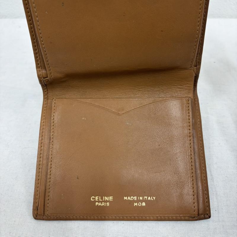 セリーヌ CELINE 財布 コンパクト財布 マカダム ロゴ 総柄 レザー がま口 トリオンフ 二つ折り コンパクト 財布 ヴィンテージ - ロゴ、文字 茶 / ブラウン / brown レディース USED 古着 中古 50169348