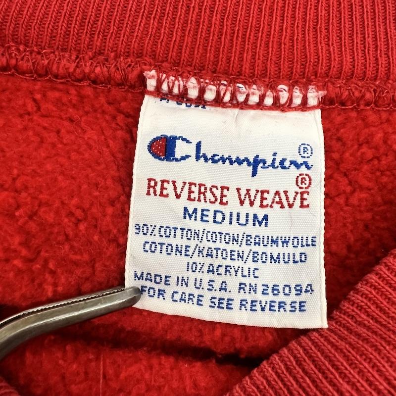 チャンピオン Champion トレーナー 長袖 90s USA製 刺繍タグ モックネック リバースウィーブ ラグランスウェット M 赤 / レッド / red メンズ USED 古着 中古 50169363