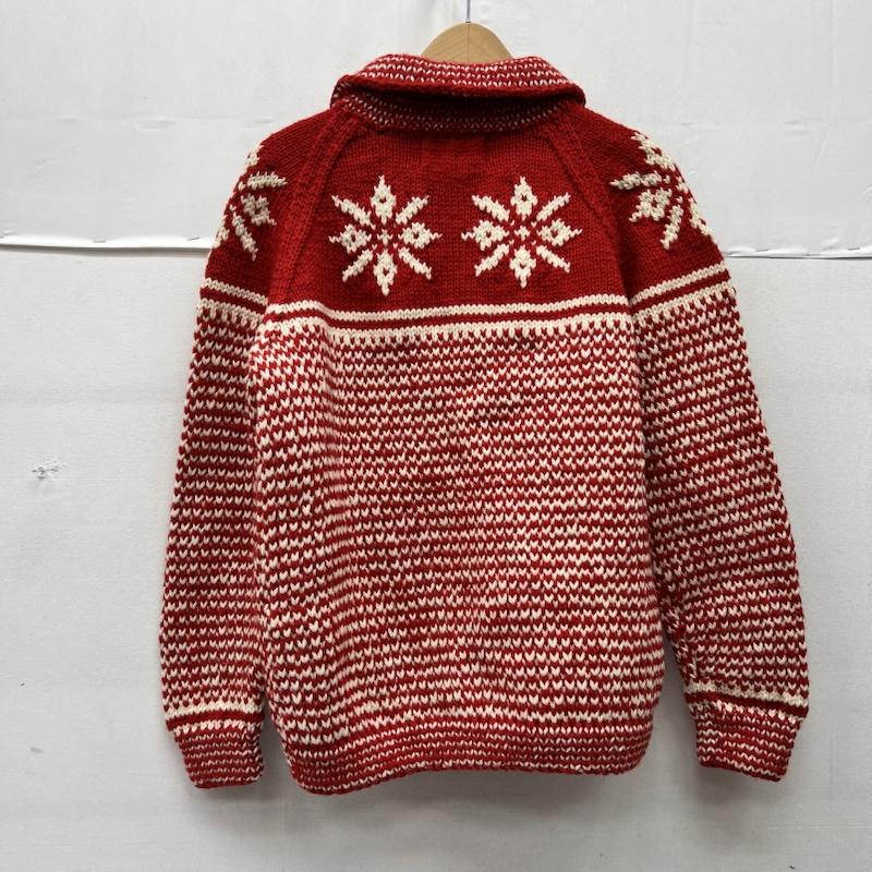 インバーアラン INVERALLAN カーディガン 長袖 スコットランド製 スノーフレーク ハンドニット カウチン - 赤 / レッド / red メンズ USED 古着 中古 50169382
