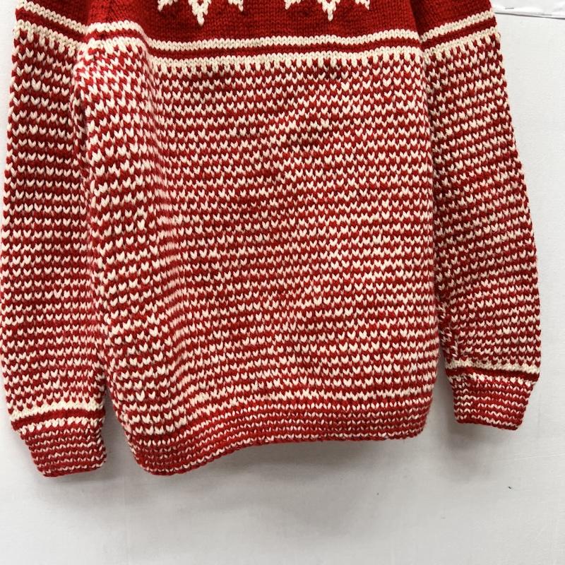 インバーアラン INVERALLAN カーディガン 長袖 スコットランド製 スノーフレーク ハンドニット カウチン - 赤 / レッド / red メンズ USED 古着 中古 50169382