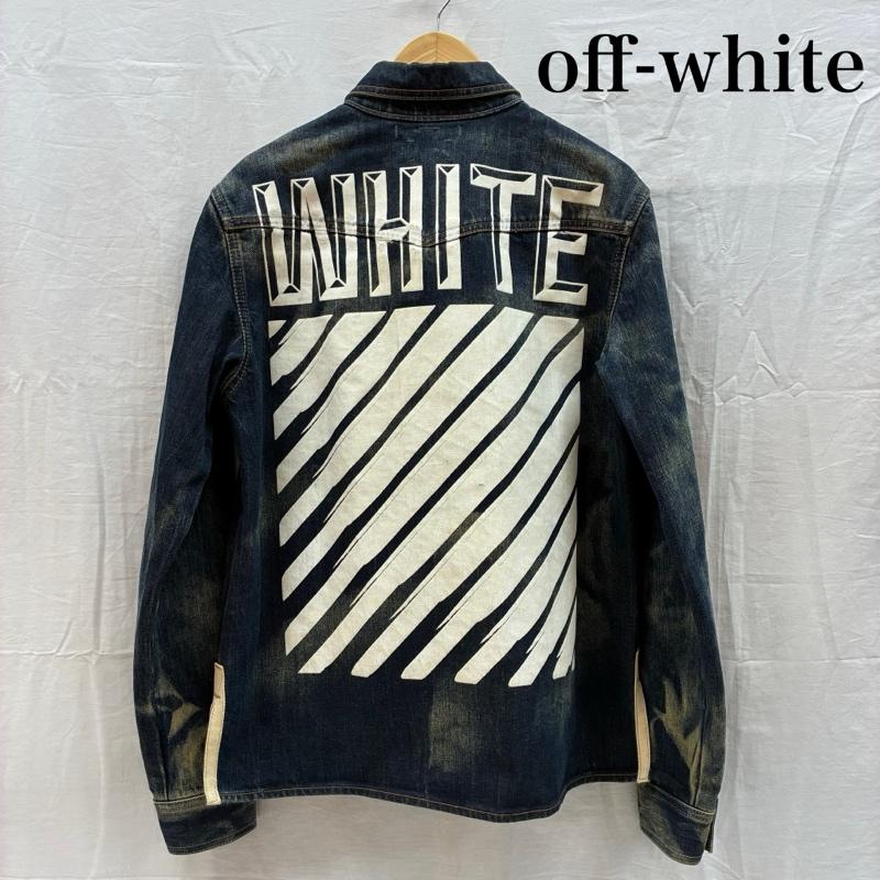 オフホワイト off white ジャケット、上着 ジャンパー、ブルゾン バック ペイント ヴィンテージ 加工 デニム シャツ ジャケット M メンズ USED 古着 中古 50169385