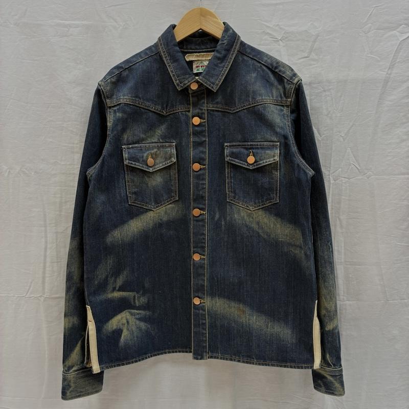 オフホワイト off white ジャケット、上着 ジャンパー、ブルゾン バック ペイント ヴィンテージ 加工 デニム シャツ ジャケット M メンズ USED 古着 中古 50169385