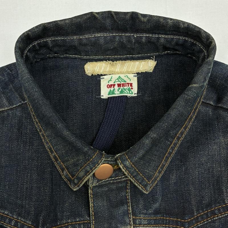 オフホワイト off white ジャケット、上着 ジャンパー、ブルゾン バック ペイント ヴィンテージ 加工 デニム シャツ ジャケット M メンズ USED 古着 中古 50169385