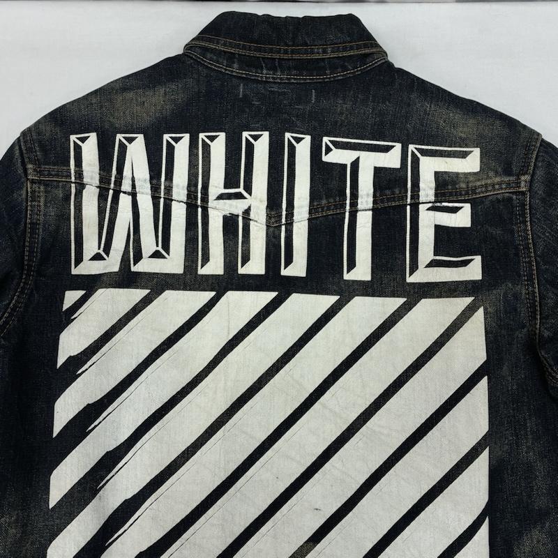 オフホワイト off white ジャケット、上着 ジャンパー、ブルゾン バック ペイント ヴィンテージ 加工 デニム シャツ ジャケット M メンズ USED 古着 中古 50169385