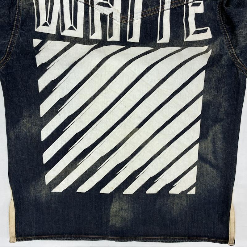 オフホワイト off white ジャケット、上着 ジャンパー、ブルゾン バック ペイント ヴィンテージ 加工 デニム シャツ ジャケット M メンズ USED 古着 中古 50169385