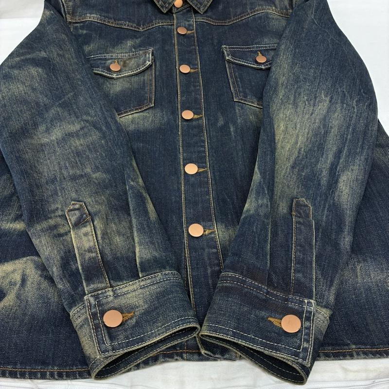 オフホワイト off white ジャケット、上着 ジャンパー、ブルゾン バック ペイント ヴィンテージ 加工 デニム シャツ ジャケット M メンズ USED 古着 中古 50169385