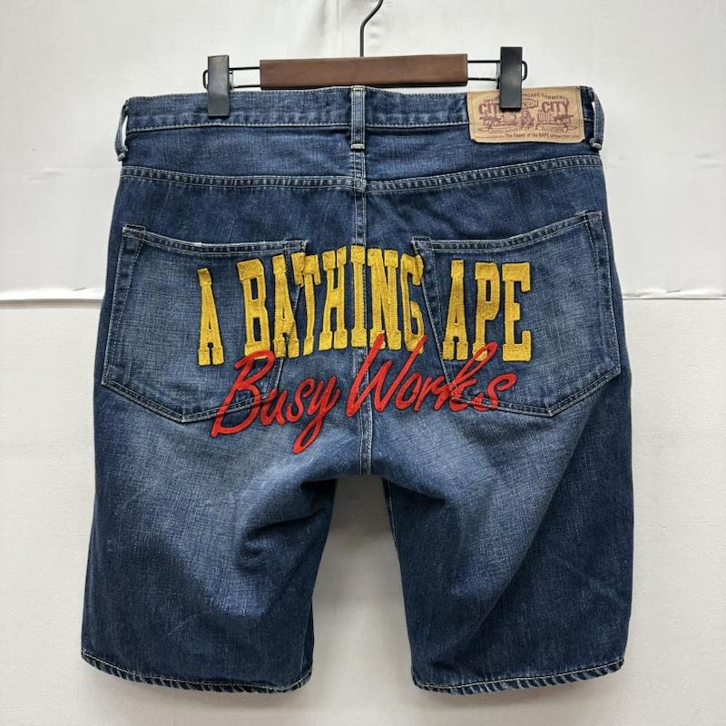 アベイシングエイプ A BATHING APE パンツ ショートパンツ 刺繍 ハーフ パンツ デニム ショーツ L インディゴ / インディゴ / Indigo メンズ USED 古着 中古 50169386