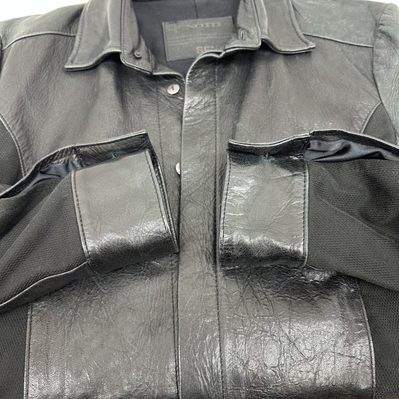 ノーアイディー NO ID. ジャケット、上着 レザージャケット SENSE 切替 レザー ジャケット 825203-764L 1 黒 / ブラック / black メンズ USED 古着 中古 50169392