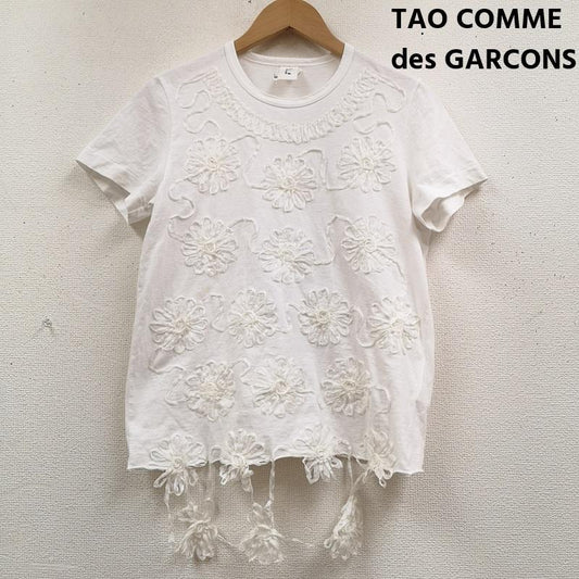 タオ コム デ ギャルソン TAO COMME des GARCONS Tシャツ 半袖 08AW 日本製 レース 花 フラワー モチーフ 装飾 半袖 Tシャツ S/S TEE M 白 / ホワイト / white レディース USED 古着 中古 50169398