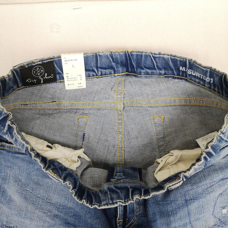 ビッグジョン Big John パンツ デニム、ジーンズ 日本製 Ron Herman 別注 SURT ダメージ加工 イージー デニム パンツ MXSR01 L インディゴ / インディゴ / Indigo メンズ USED 古着 中古 50169406