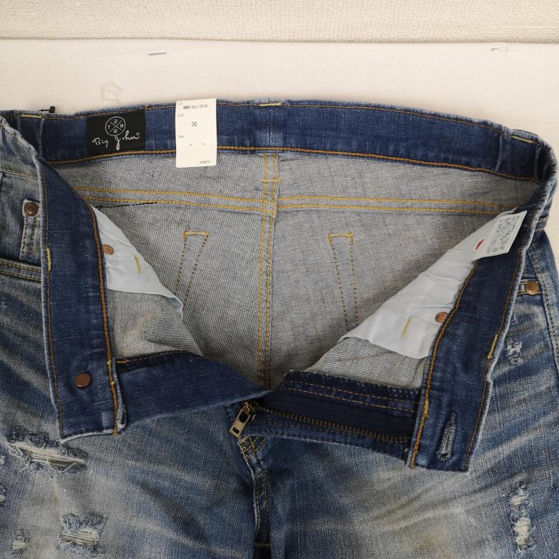 ビッグジョン Big John パンツ デニム、ジーンズ 日本製 キャロットレグ ハイパワー ストレッチ テーパード デニム パンツ MMM134J 30インチ インディゴ / インディゴ / Indigo メンズ USED 古着 中古 50169409