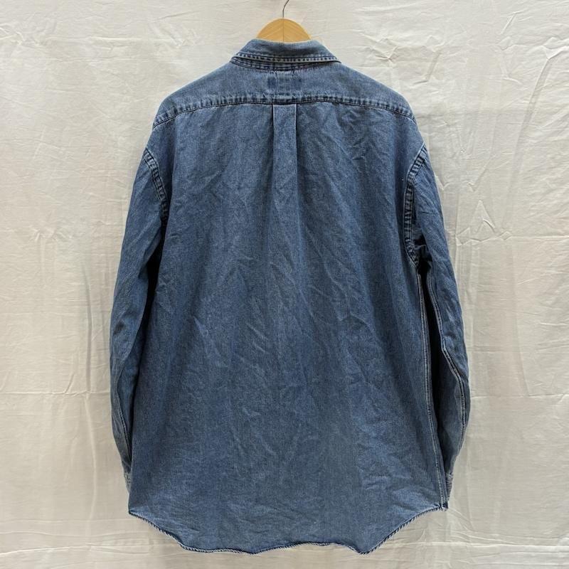 ラルフローレン RALPHLAUREN シャツ、ブラウス 長袖 BLAIRE 90s ポニー 刺繍 ボタンダウン デニム シャツ L メンズ USED 古着 中古 50169410