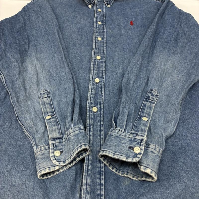 ラルフローレン RALPHLAUREN シャツ、ブラウス 長袖 BLAIRE 90s ポニー 刺繍 ボタンダウン デニム シャツ L メンズ USED 古着 中古 50169410