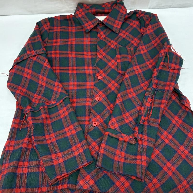 ウィズリミテッド WHIZ LIMITED シャツ、ブラウス 長袖 アシンメトリー フリンジ パターン 切替 マルチ チェック ボタン シャツ M メンズ USED 古着 中古 50169414