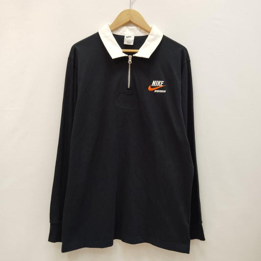 ナイキ NIKE ポロシャツ 長袖 ラガーシャツ ハーフジップ 長袖 ポロシャツ XL 黒 / ブラック / black X 白 / ホワイト / white メンズ USED 古着 中古 50169433