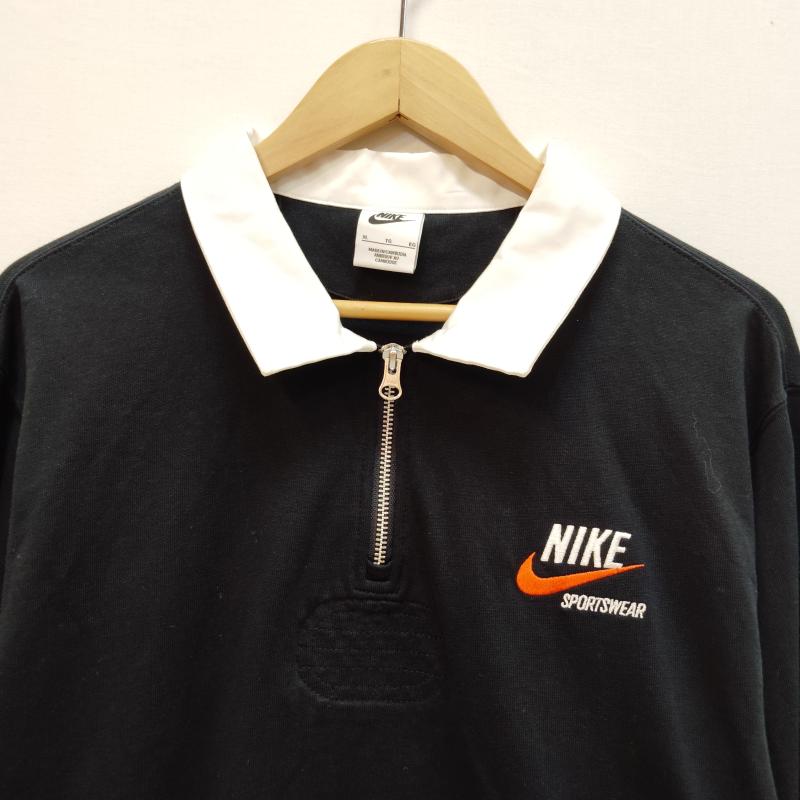 ナイキ NIKE ポロシャツ 長袖 ラガーシャツ ハーフジップ 長袖 ポロシャツ XL 黒 / ブラック / black X 白 / ホワイト / white メンズ USED 古着 中古 50169433