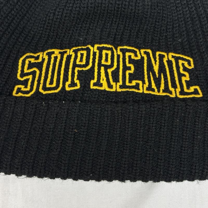 シュプリーム Supreme 帽子 ニット帽 ロゴ リブ アクリル ニット キャップ - 黒 / ブラック / black メンズ USED 古着 中古 50169435