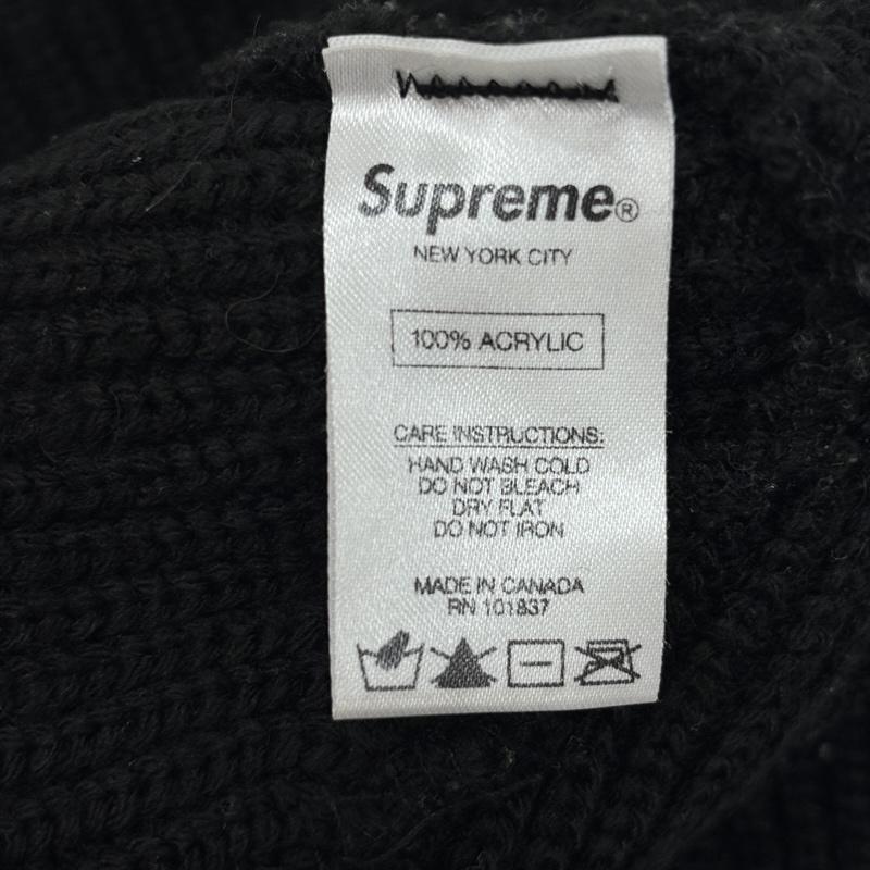 シュプリーム Supreme 帽子 ニット帽 ロゴ リブ アクリル ニット キャップ - 黒 / ブラック / black メンズ USED 古着 中古 50169435