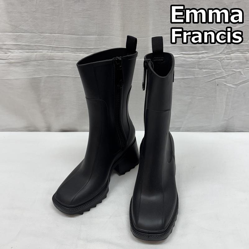古着 USED ブーツ ショートブーツ Emma Francis エマフランシス スクエアトゥ レイン ブーツ シャークソール 22.0cm 黒 / ブラック / black レディース USED 古着 中古 50169438