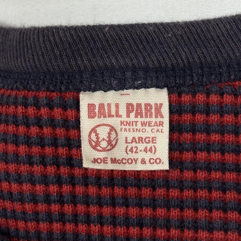 ジョーマッコイ JOE McCOY カットソー 長袖 BALL PARK ワッフル サーマル カットソー ボーダー 長袖 L 赤 / レッド / red X 紺 / ネイビー / navy メンズ USED 古着 中古 50169441