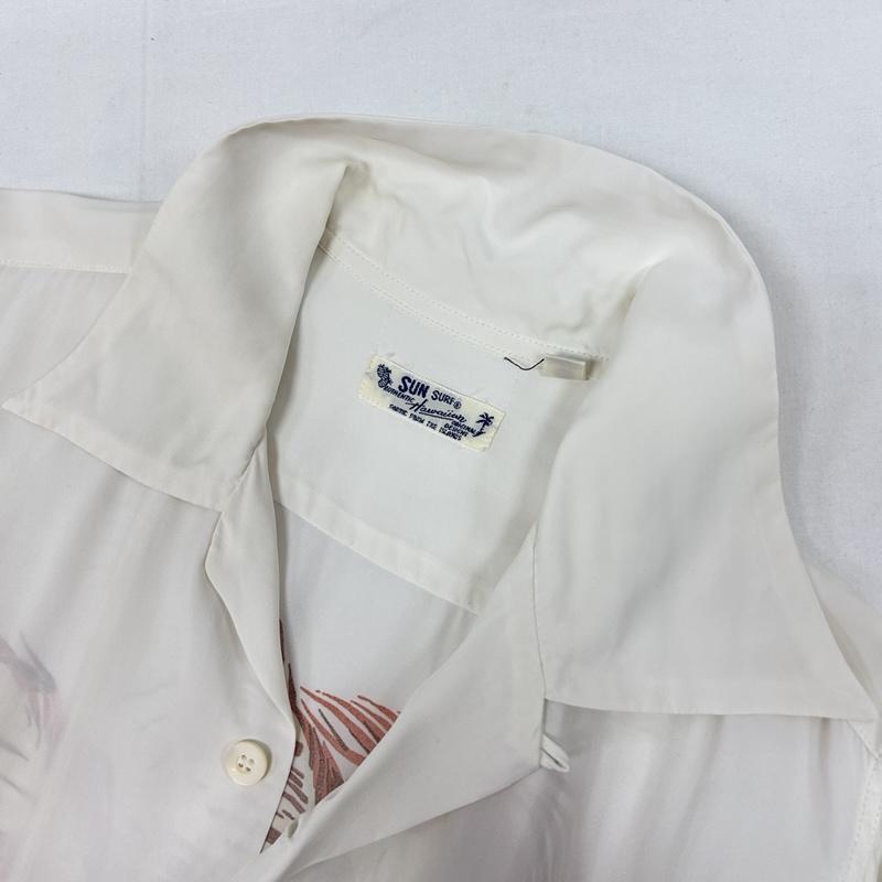 サンサーフ SUN SURF シャツ、ブラウス 半袖 SS37154 PUMA MAKANI ヤシの木 レーヨン アロハシャツ ハワイアン 半袖 S 白 / ホワイト / white メンズ USED 古着 中古 50169442