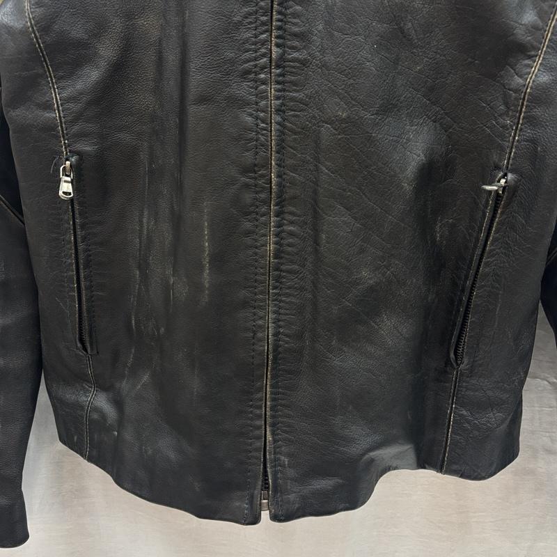 ザラ ZARA ジャケット、上着 レザージャケット 2トーン レザー シングル ライダース ジャケット L 黒 / ブラック / black X ベージュ / ベージュ / beige メンズ USED 古着 中古 50169451