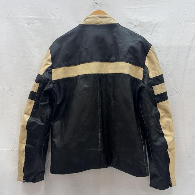 ザラ ZARA ジャケット、上着 レザージャケット 2トーン レザー シングル ライダース ジャケット L 黒 / ブラック / black X ベージュ / ベージュ / beige メンズ USED 古着 中古 50169451