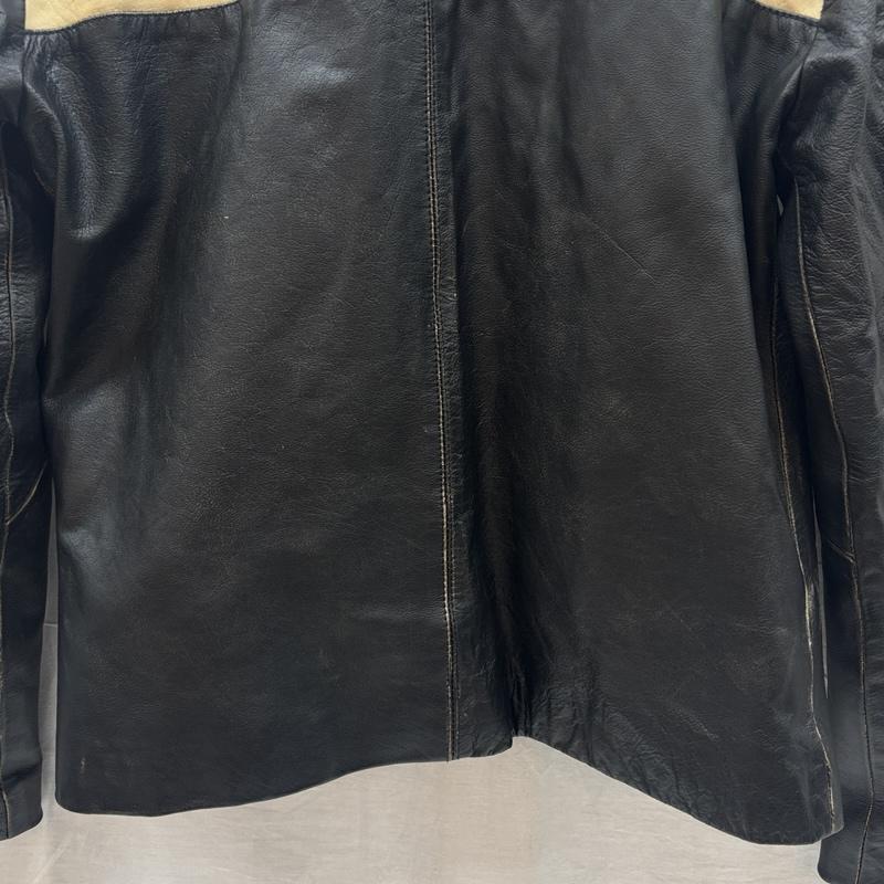 ザラ ZARA ジャケット、上着 レザージャケット 2トーン レザー シングル ライダース ジャケット L 黒 / ブラック / black X ベージュ / ベージュ / beige メンズ USED 古着 中古 50169451