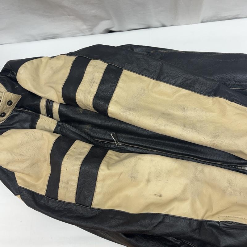 ザラ ZARA ジャケット、上着 レザージャケット 2トーン レザー シングル ライダース ジャケット L 黒 / ブラック / black X ベージュ / ベージュ / beige メンズ USED 古着 中古 50169451