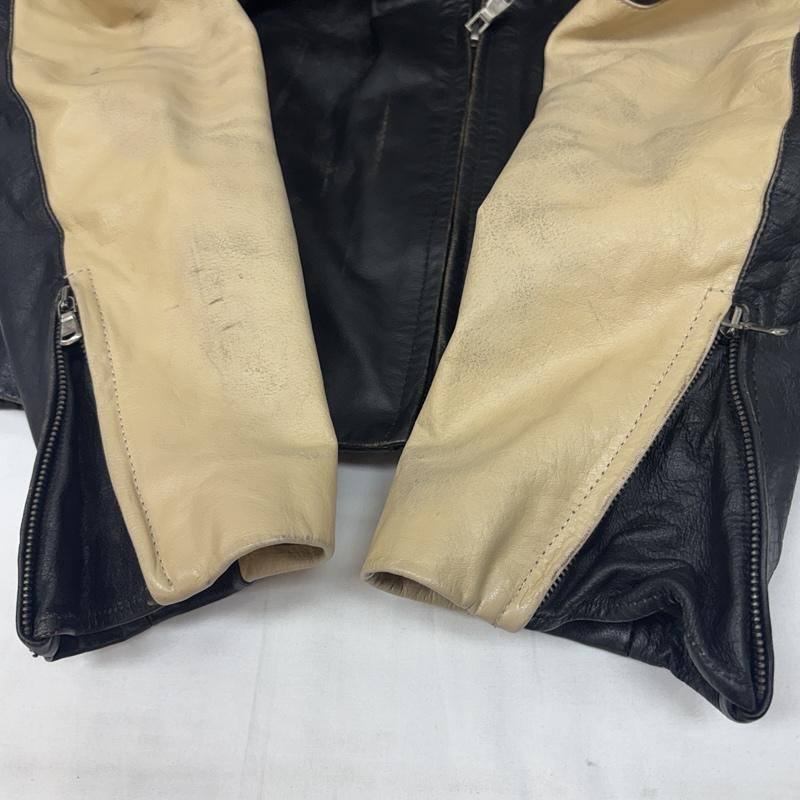 ザラ ZARA ジャケット、上着 レザージャケット 2トーン レザー シングル ライダース ジャケット L 黒 / ブラック / black X ベージュ / ベージュ / beige メンズ USED 古着 中古 50169451