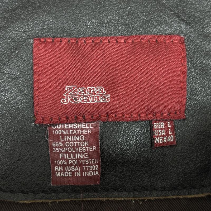 ザラ ZARA ジャケット、上着 レザージャケット 2トーン レザー シングル ライダース ジャケット L 黒 / ブラック / black X ベージュ / ベージュ / beige メンズ USED 古着 中古 50169451