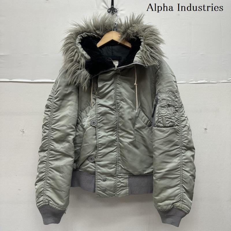 アルファ インダストリー Alpha Industries ジャケット、上着 フライトジャケット USA製 N-2B フード ファー フライト ジャケット 2323-37901 M 灰 / グレー / gray X 銀 / シルバー / silver color メンズ USED 古着 中古 50169455